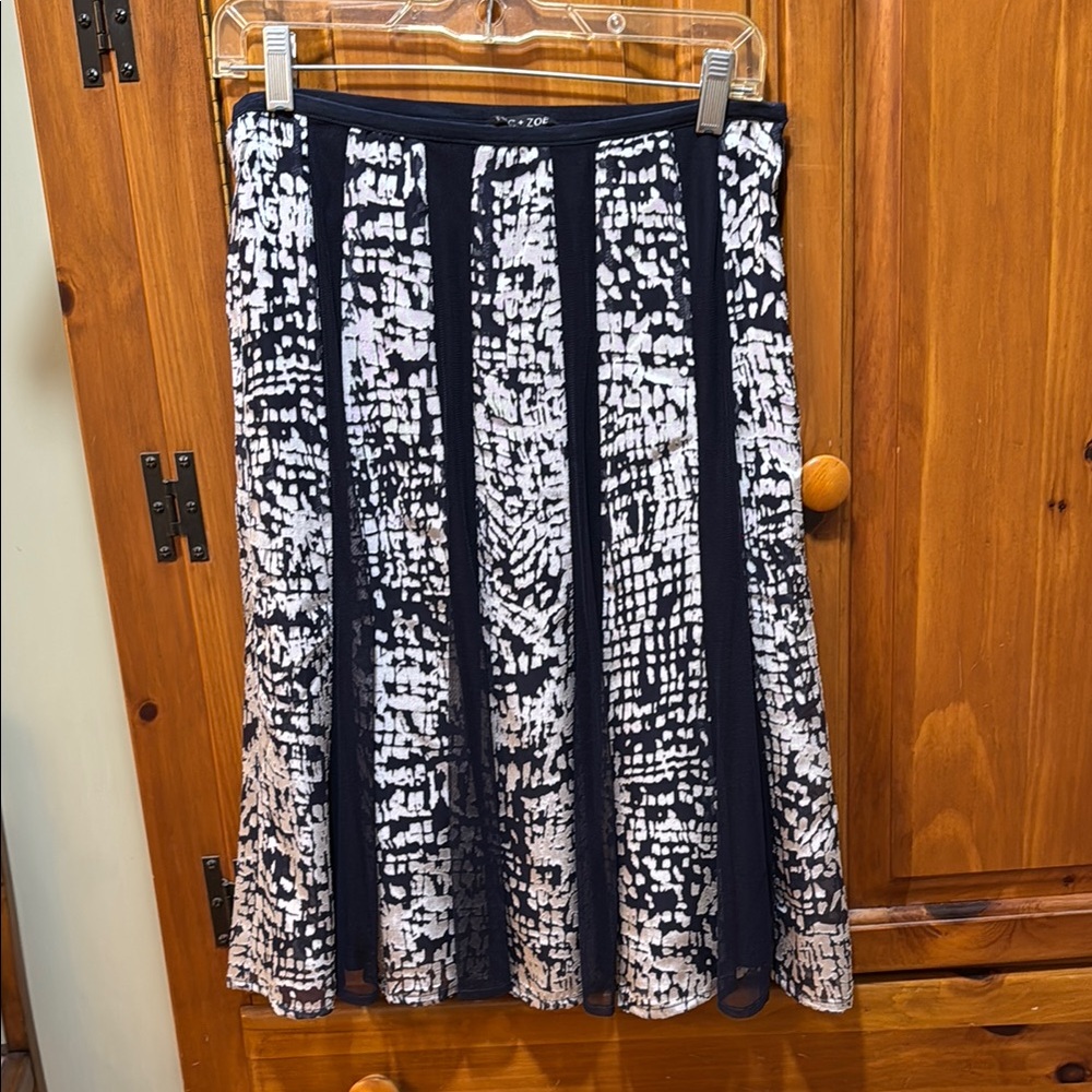 NIC+ZOE Navy and White A-Line Skirt